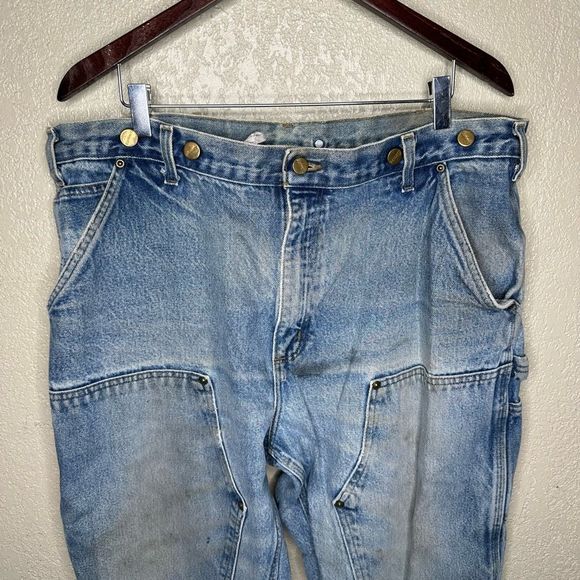 Carhartt Double Knee Denim Carpenter Pants Size 38 - Picture 3 of 8